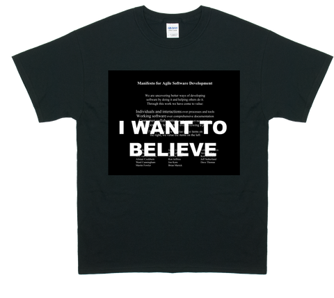 I Want To Believe Agile Manifesto T-Shirt (Black)